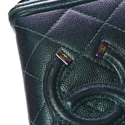 Chanel Iridescent Caviar Quilted Medium Filigree Zip Around Wallet Dark Turquoise 10 of 14