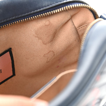 Gucci Calfskin Matelasse GucciGhost Small GG Marmont Chain Shoulder Bag Blue Agata Hibiscus Red 20 of 21