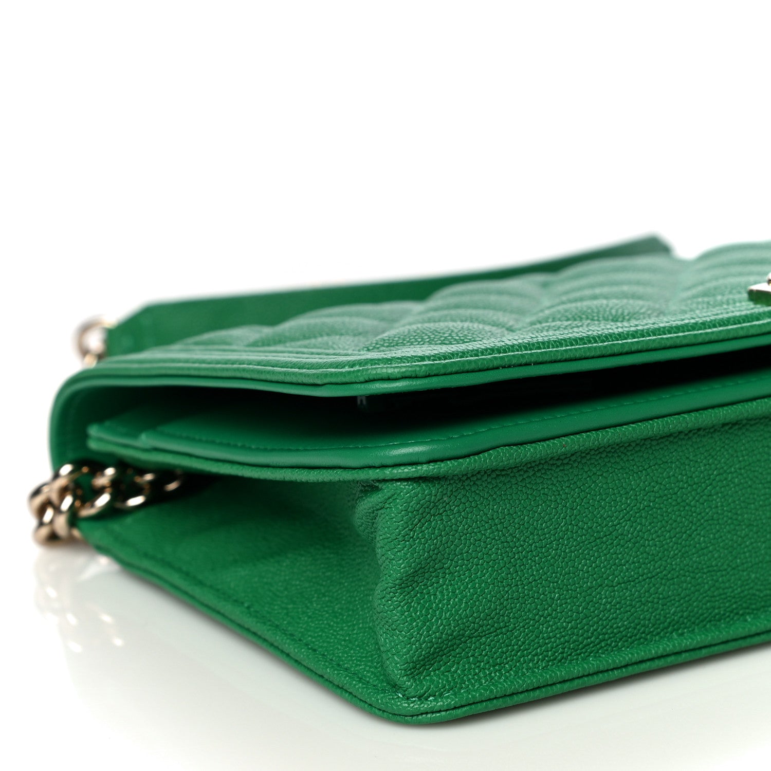Chanel Caviar Quilted Boy Wallet On Chain WOC Green 9 of 10