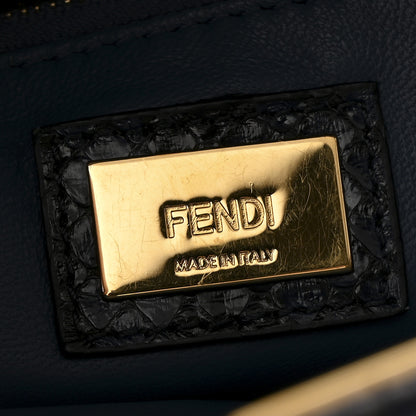 Fendi Python Shiny Nappa Mini Peekaboo Iconic Satchel Blue Jeans 7 of 13