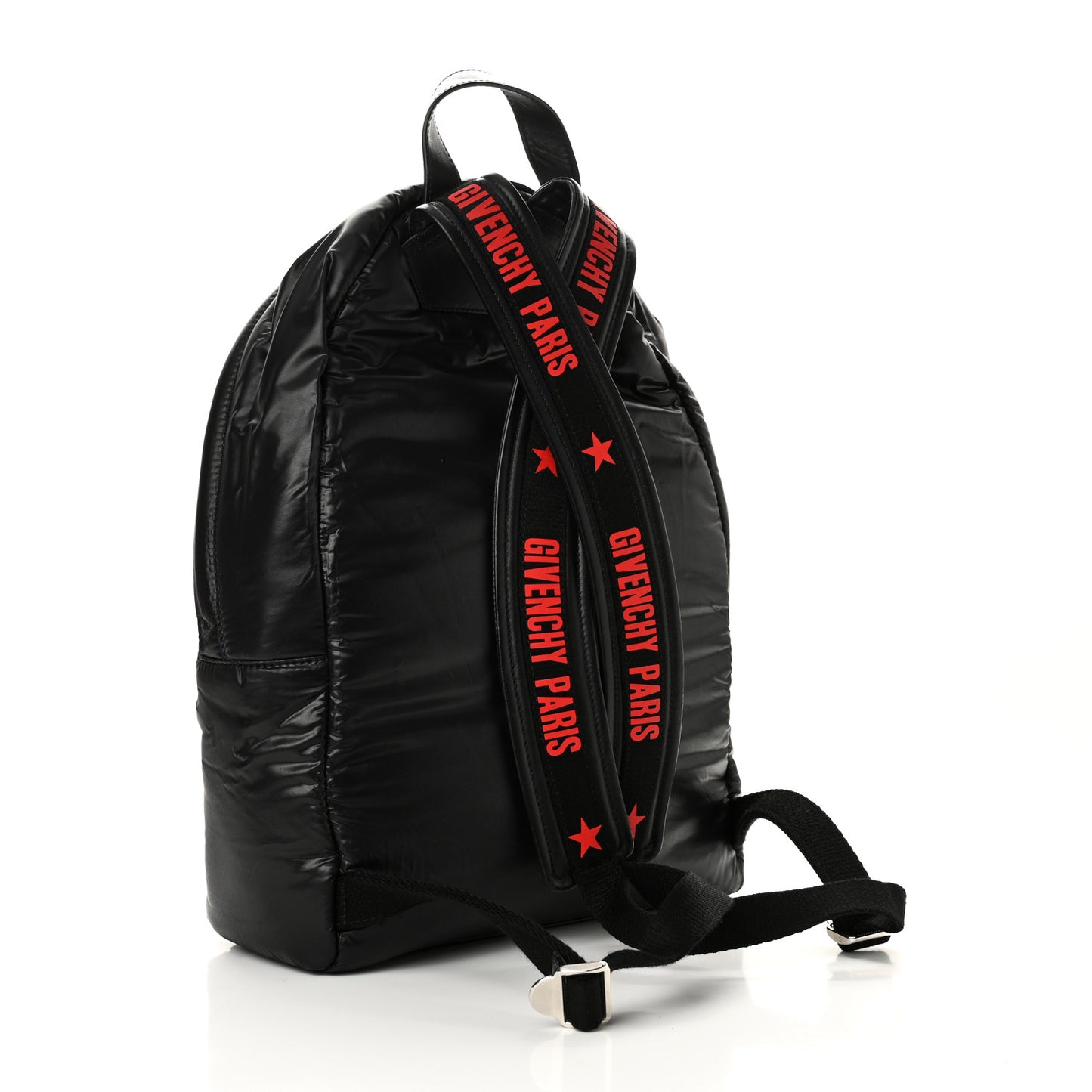 Padded Nylon Small Backpack Black Red