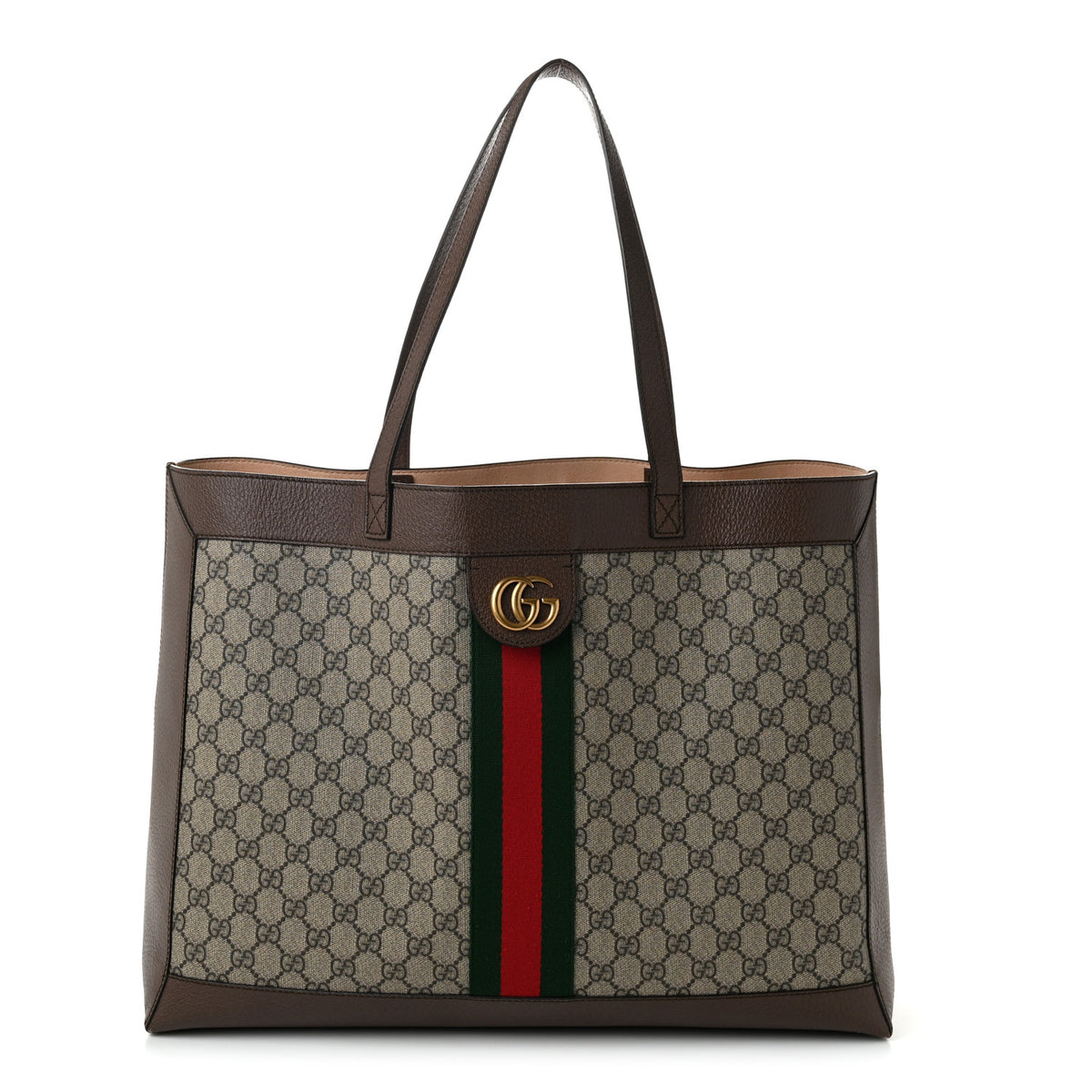 Gucci Gg Supreme Monogram Web Ophidia Tote Brown 1 of 11