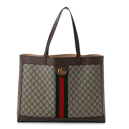 Gucci Gg Supreme Monogram Web Ophidia Tote Brown 1 of 11