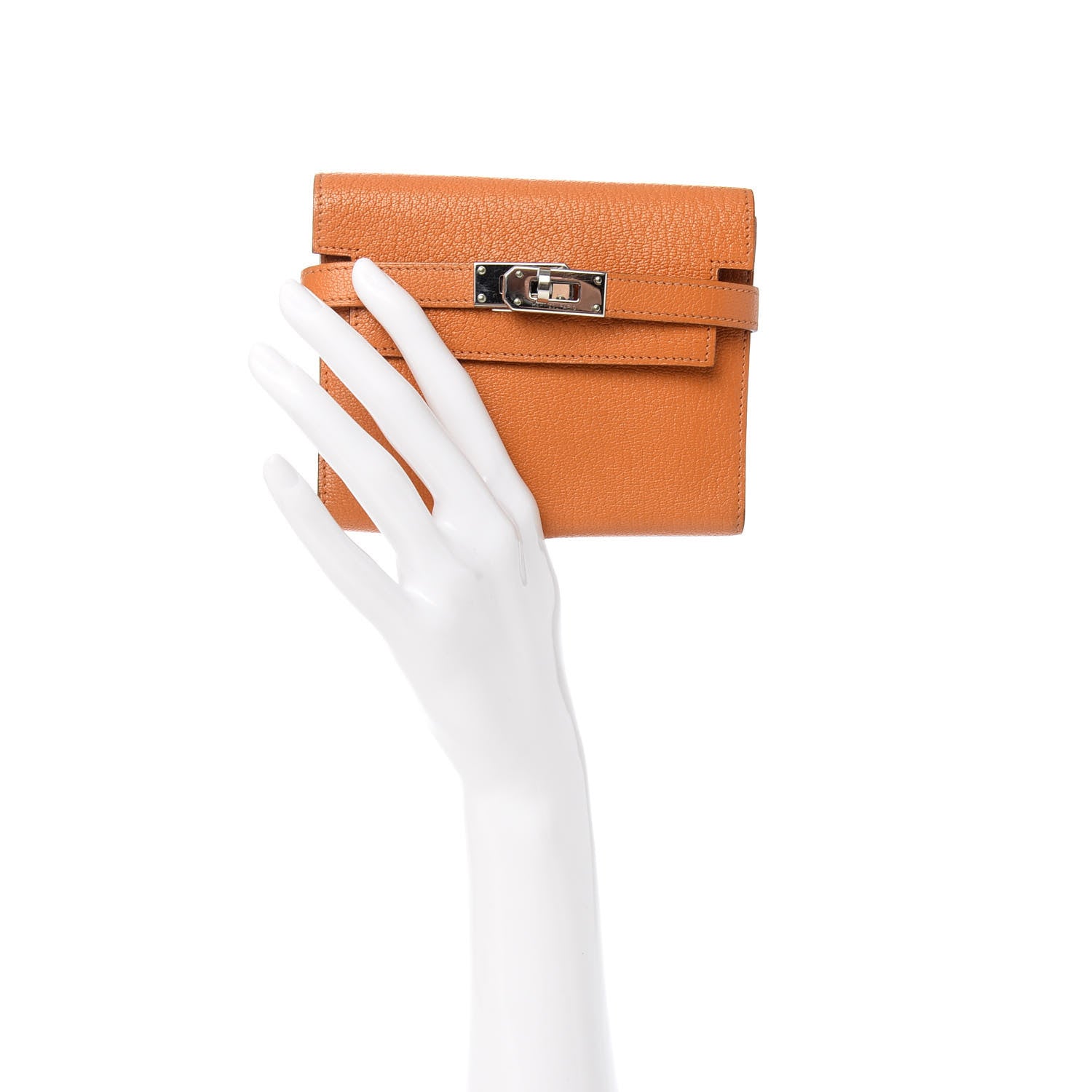 Hermes Chevre Mysore Kelly Compact Wallet Orange 2 of 7