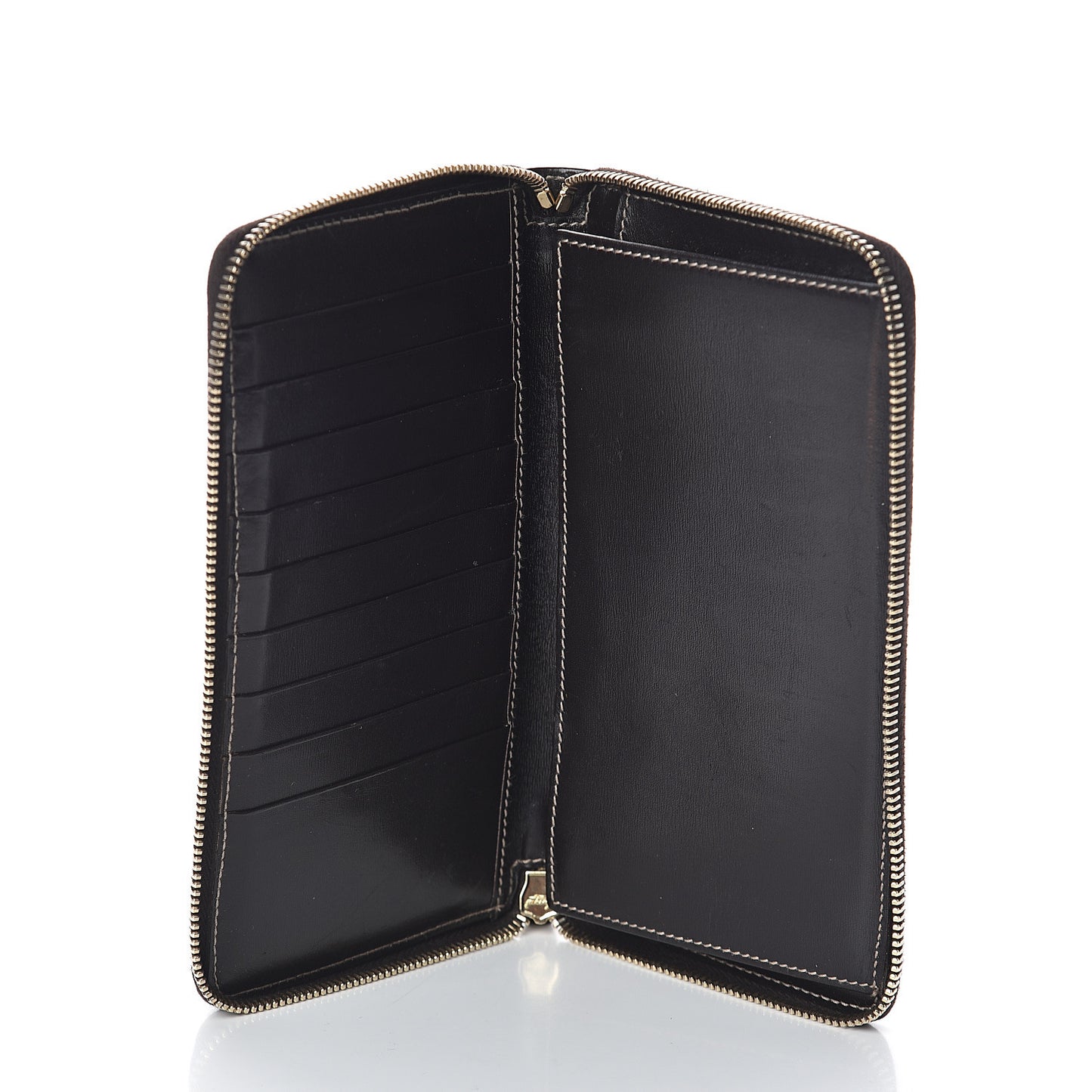 GG Plus Monogram Joy Zip Around Organizer Wallet Beige Ebony Dark Brown