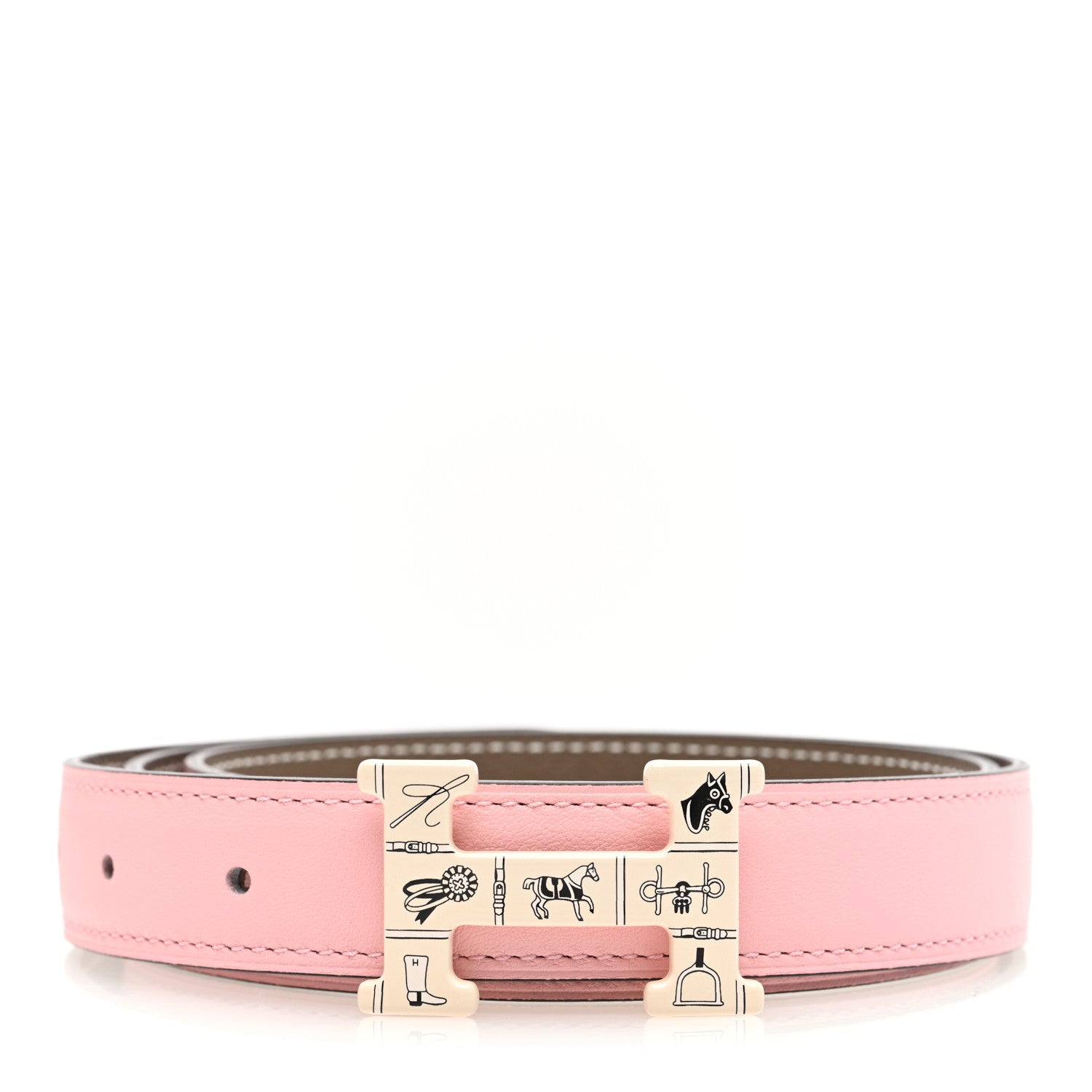 Hermes Swift Epsom H Email Belt 80 32 Rose Sakura Etoupe 1 of 6