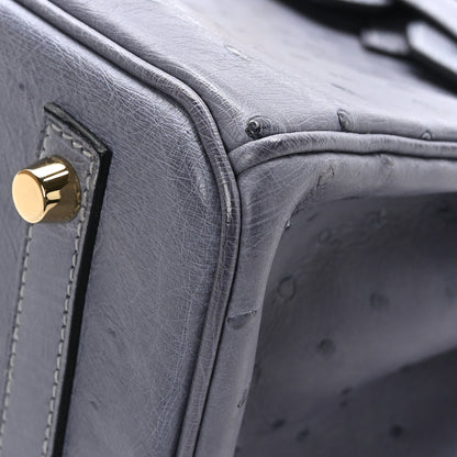 Hermes Ostrich Horseshoe Birkin 30 Gris Agate Rose Pourpre 10 of 12