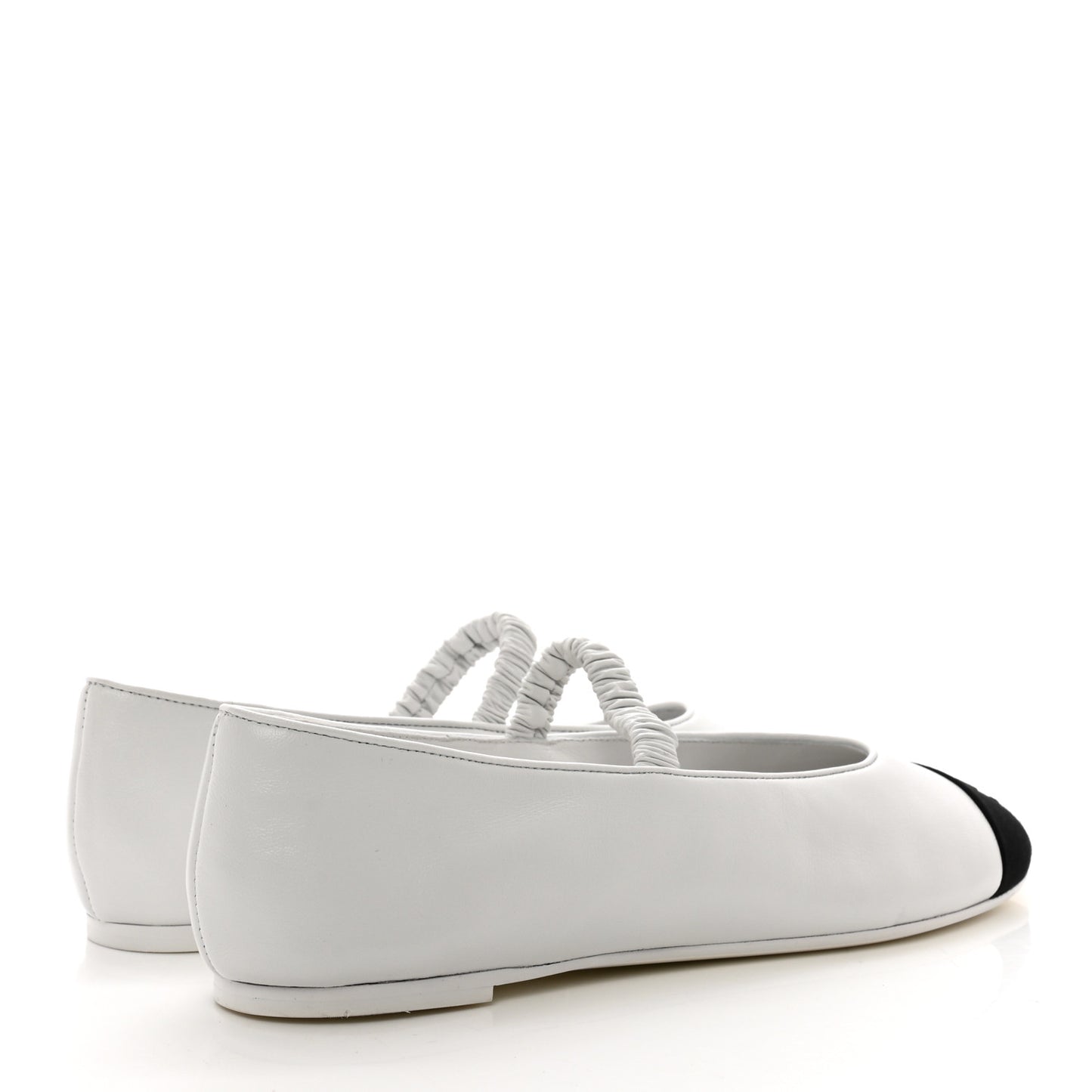 Lambskin Grosgrain Cap Toe CC Ballerina Flats With Leg Warmers 38.5 White