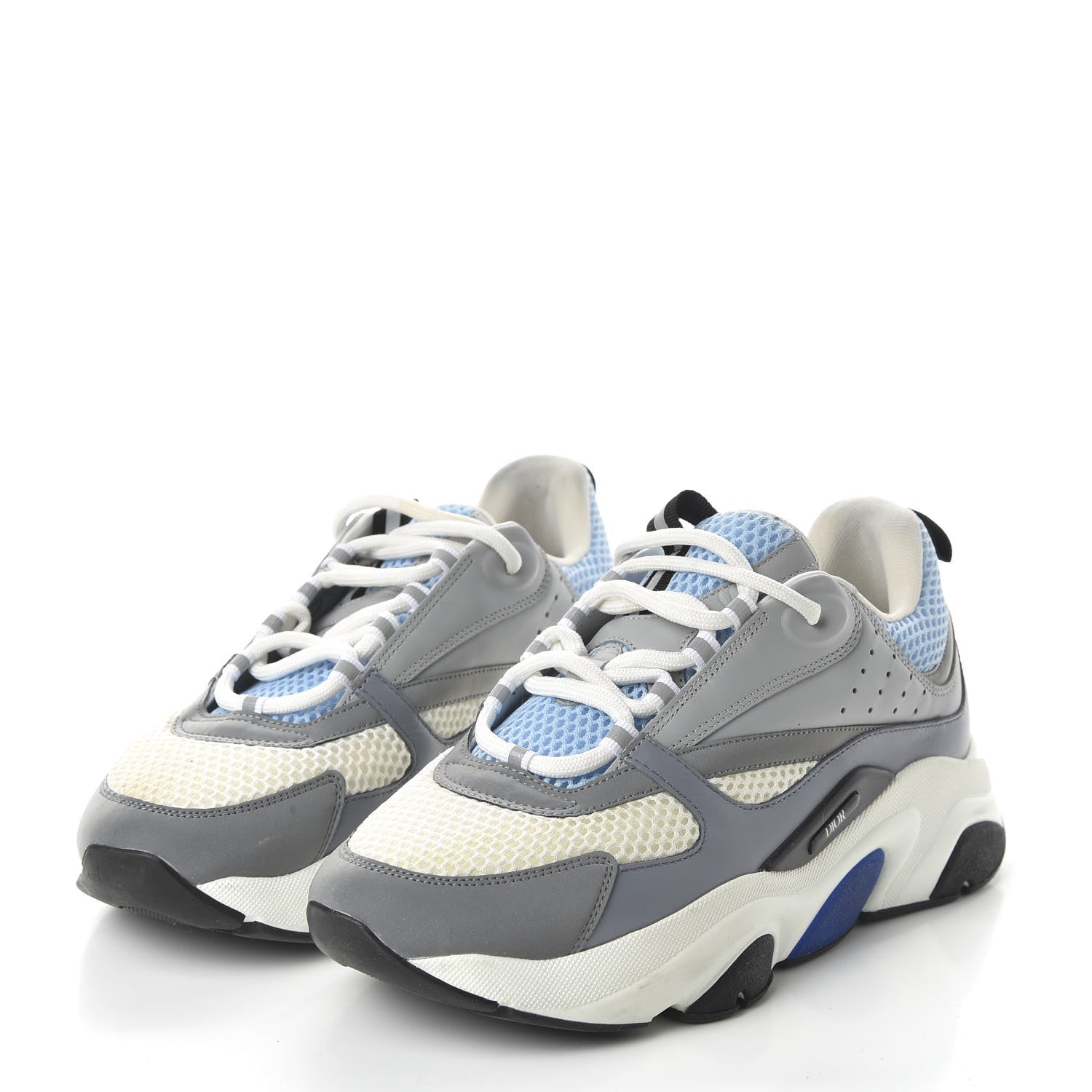 Christian Dior Technical Mesh Calfskin Mens B22 Sneakers 41 White Blue Grey 3 of 8