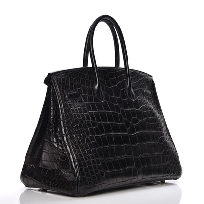 Hermes Matte Alligator Birkin 35 Black 3 of 30