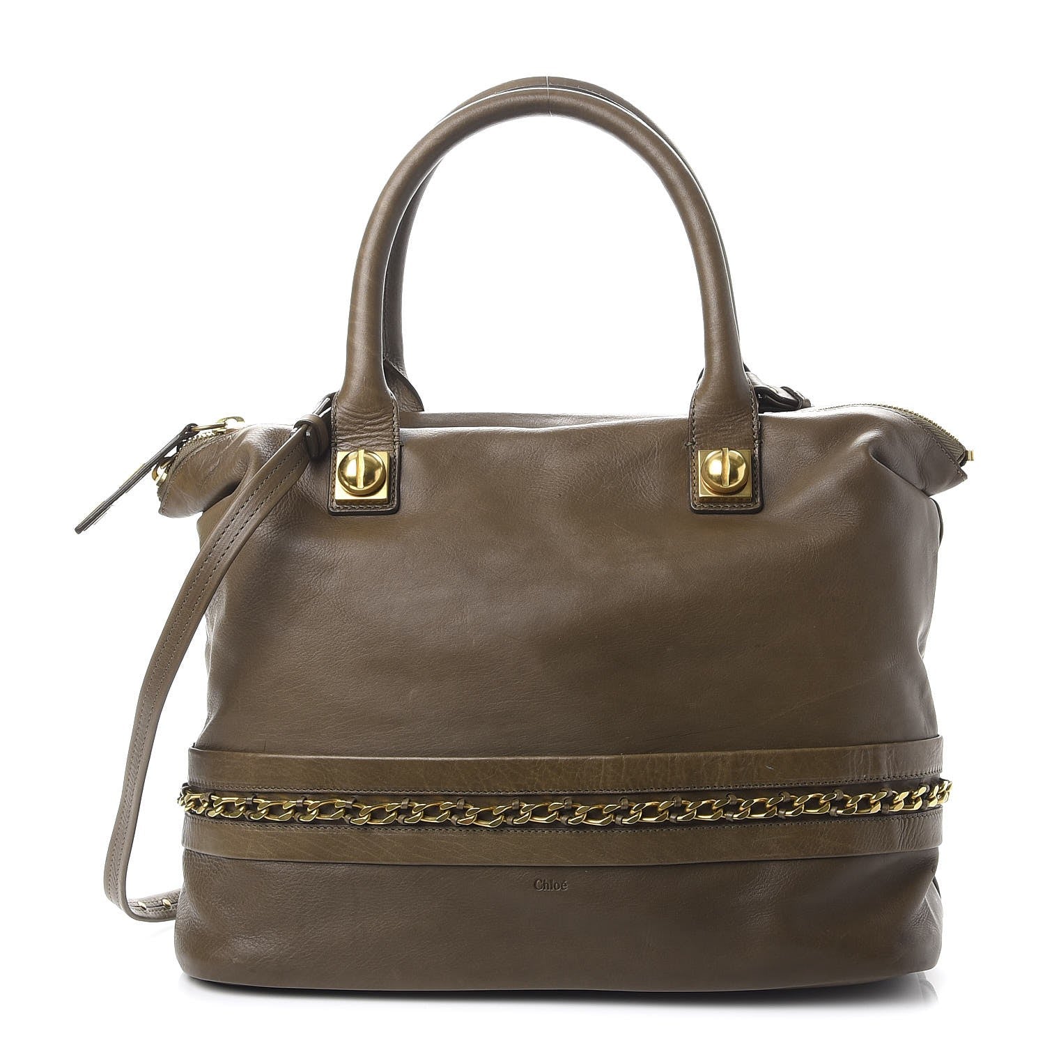 Chloe Calfskin Medium Kira Bowler Tote Khaki 1 of 16