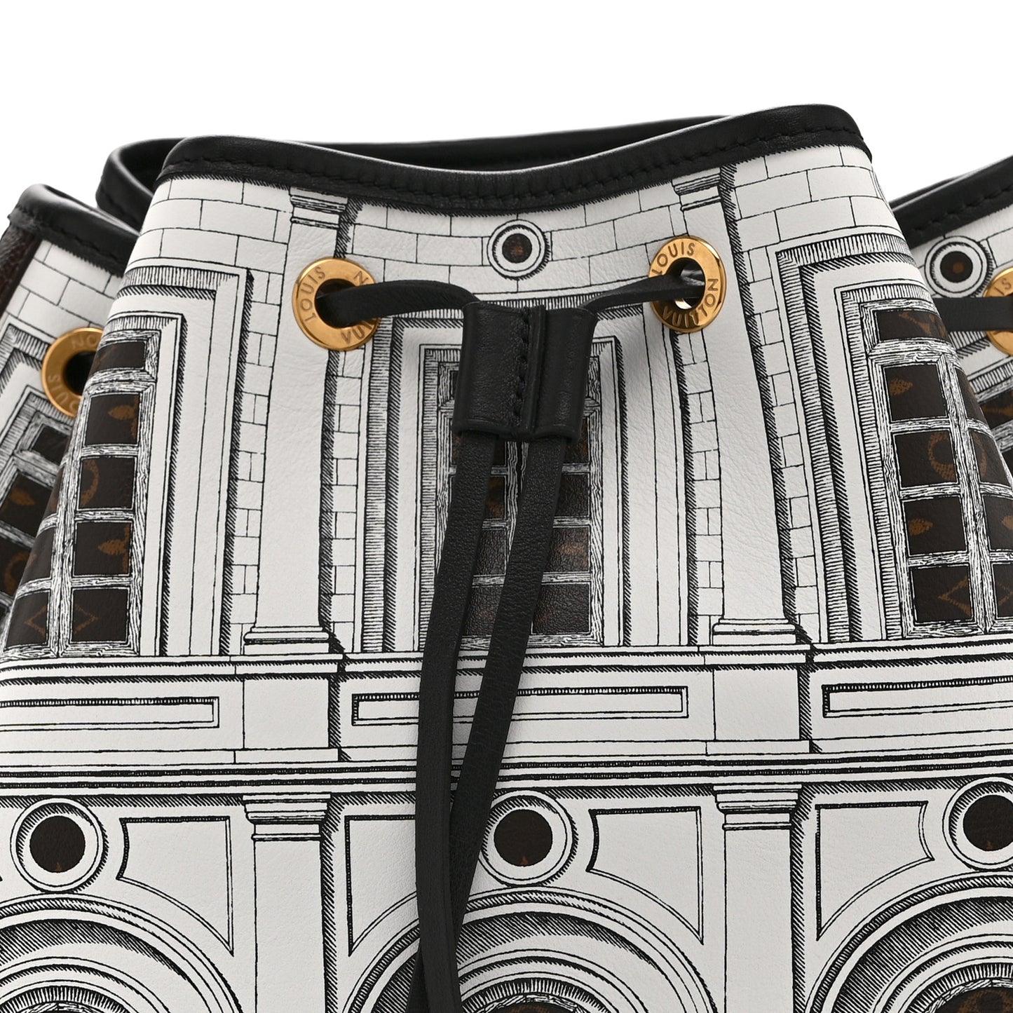 X FORNASETTI Calfskin Architettura Noe MM Black White
