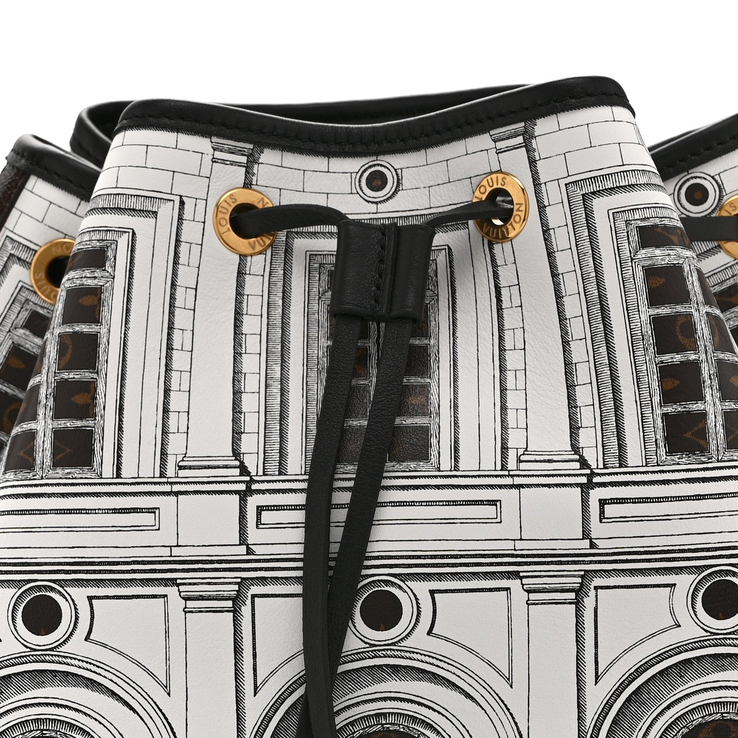 Louis Vuitton X FORNASETTI Calfskin Architettura Noe MM Black White 7 of 9