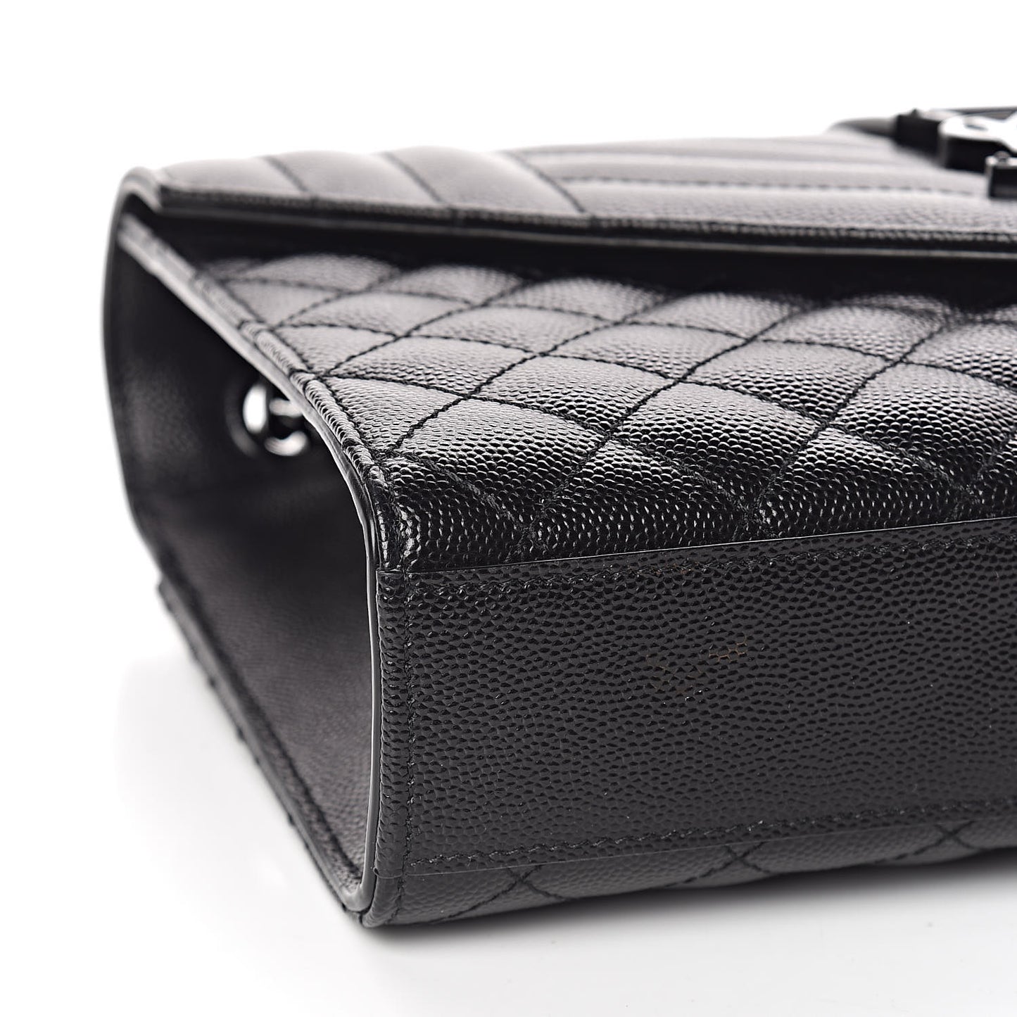 Grain De Poudre Textured Mixed Matelasse Triquilt Medium Monogram Satchel Black