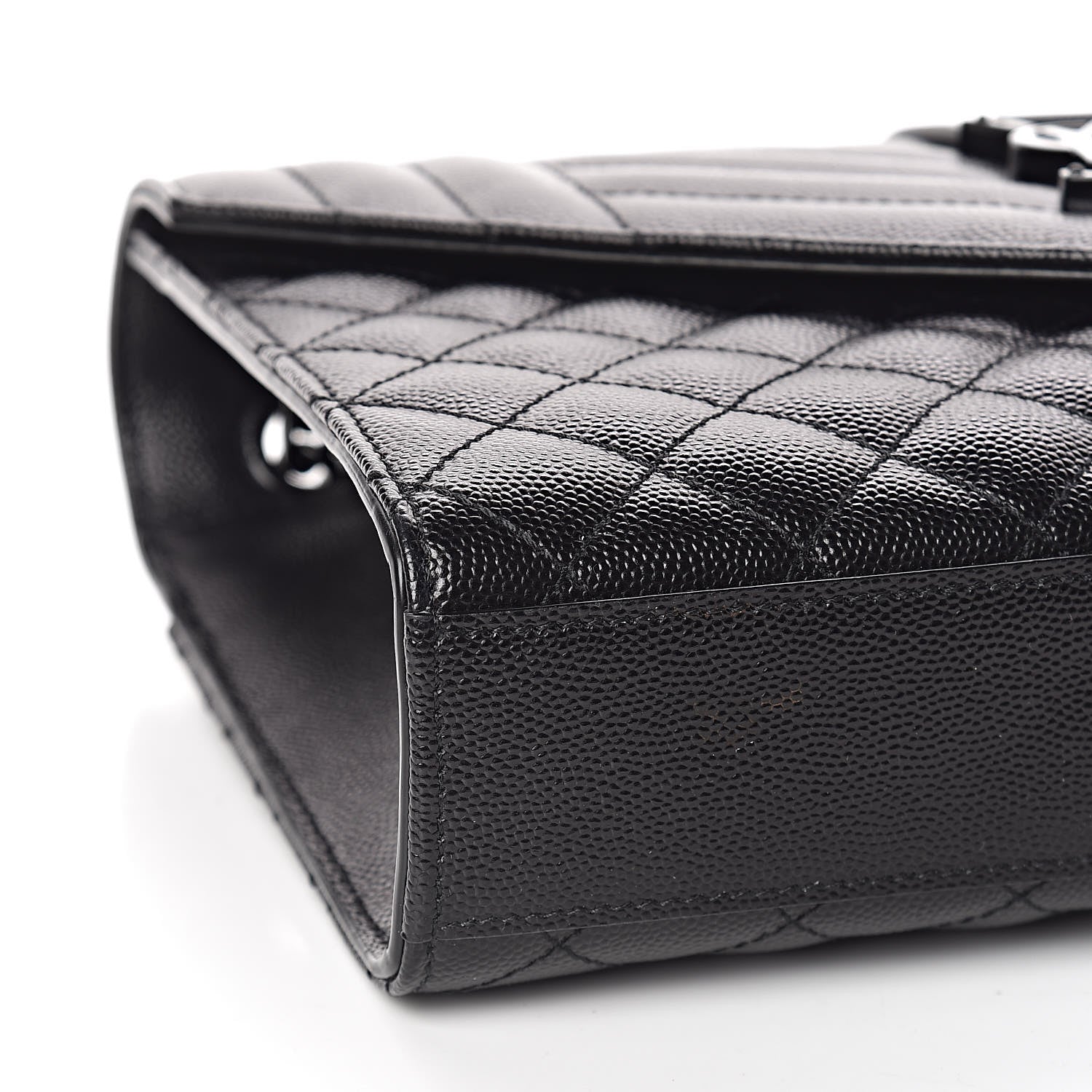 Saint Laurent Grain De Poudre Textured Mixed Matelasse Triquilt Medium Monogram Satchel Black 7 of 9