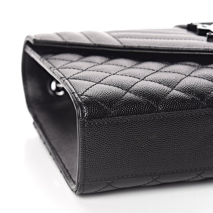 Saint Laurent Grain De Poudre Textured Mixed Matelasse Triquilt Medium Monogram Satchel Black 7 of 9