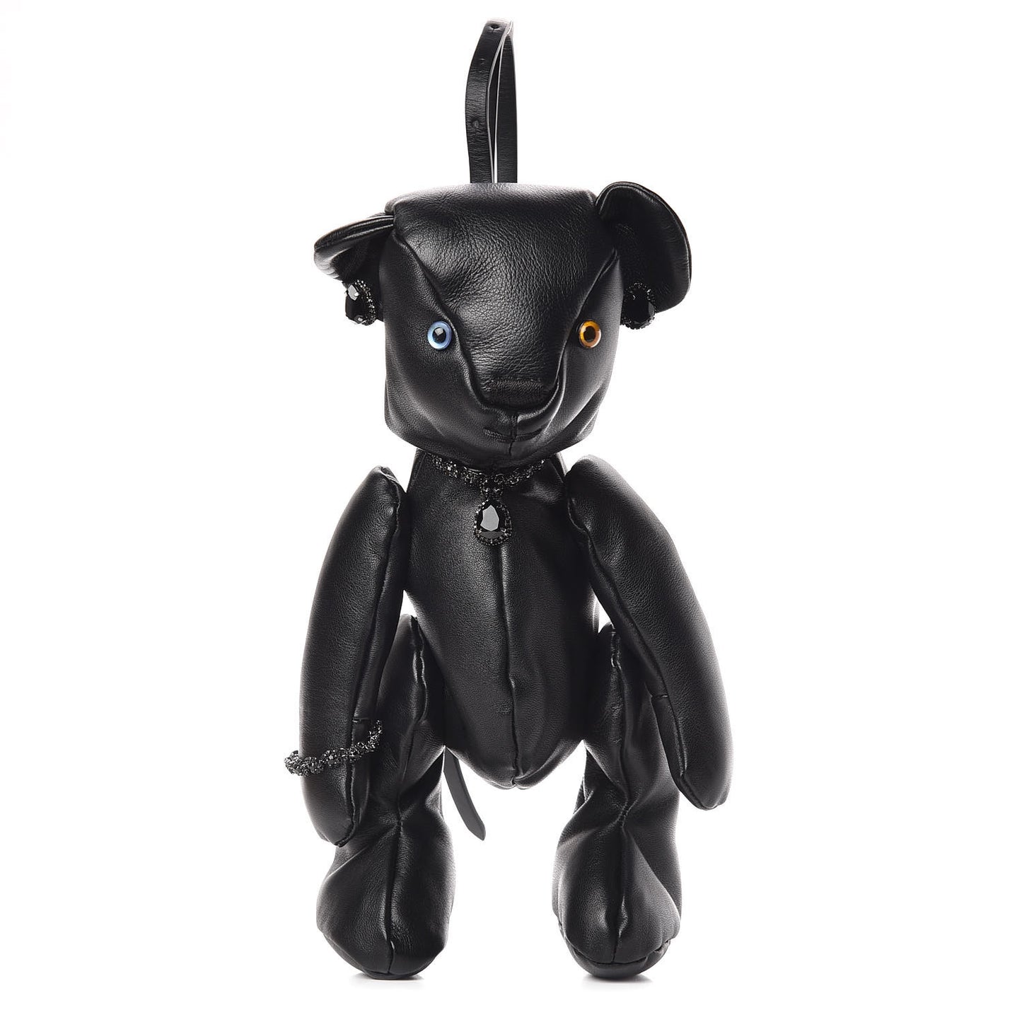 Lambskin Embellished Thomas Bear Shoulder Bag Black