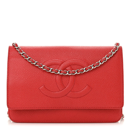 Chanel Caviar Timeless CC Wallet On Chain WOC Red 1 of 14