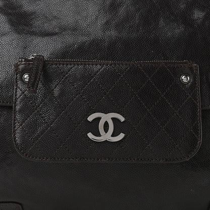 Chanel Glazed Caviar Pocket In The City Tote Dark Brown 7 of 10