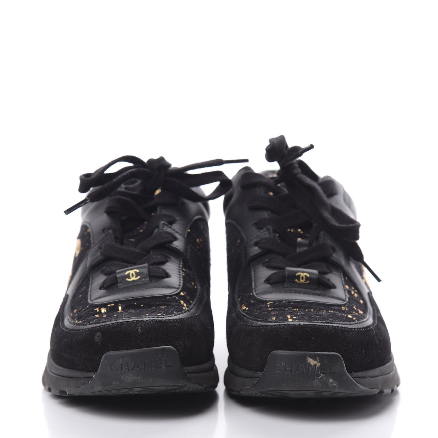 Velour Tweed CC Sneakers 37 Black Gold
