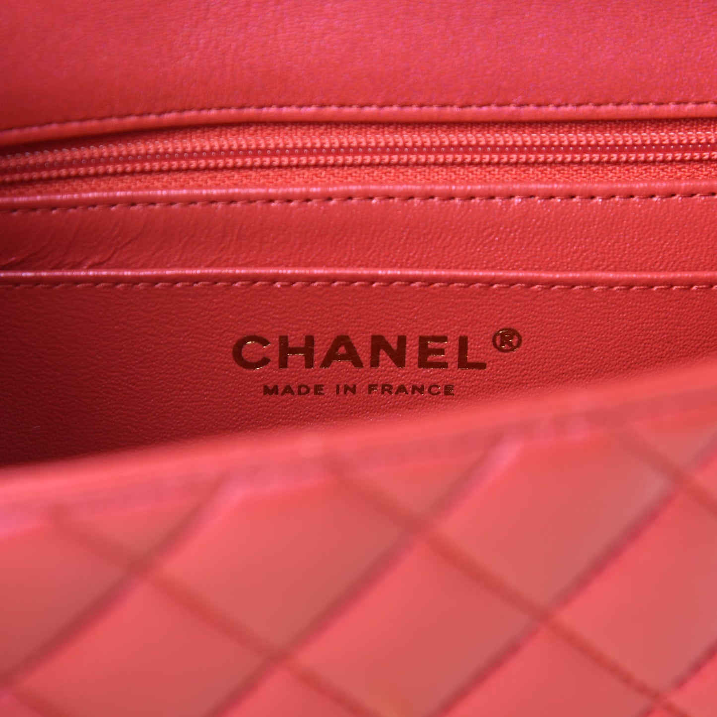 Iridescent Lambskin Quilted Mini Top Handle Rectangular Flap Red