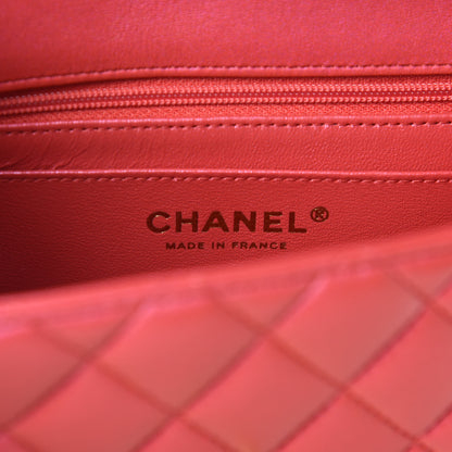 Chanel Iridescent Lambskin Quilted Mini Top Handle Rectangular Flap Red 8 of 11