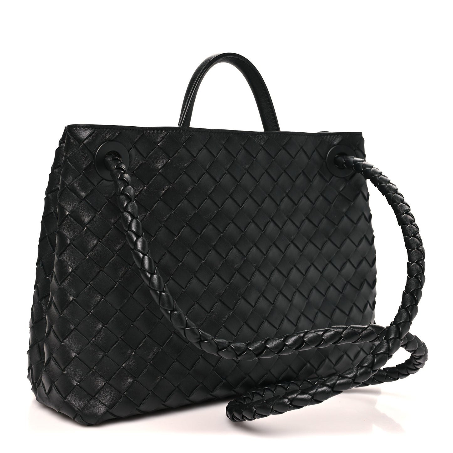 Nappa Intrecciato Medium Andiamo Shoulder Bag Black