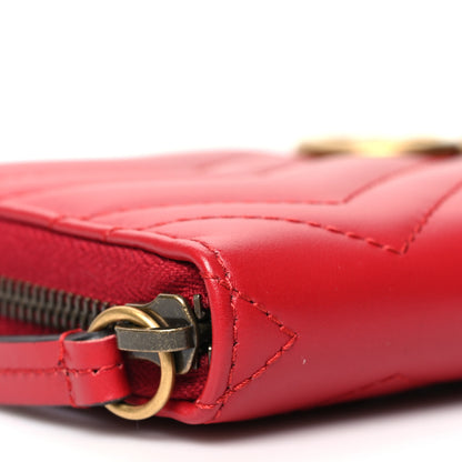 Gucci Calfskin Matelasse GG Marmont Zip Around Wallet Hibiscus Red 9 of 12