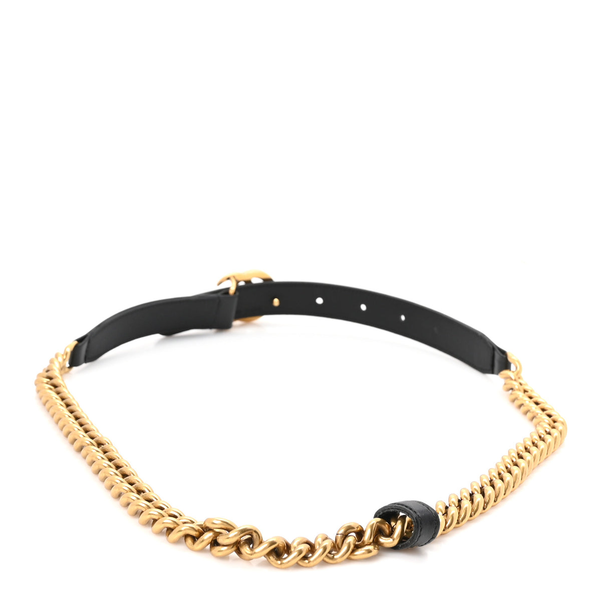 Calfskin GG Marmont Thin Chain Belt 75 30 Black