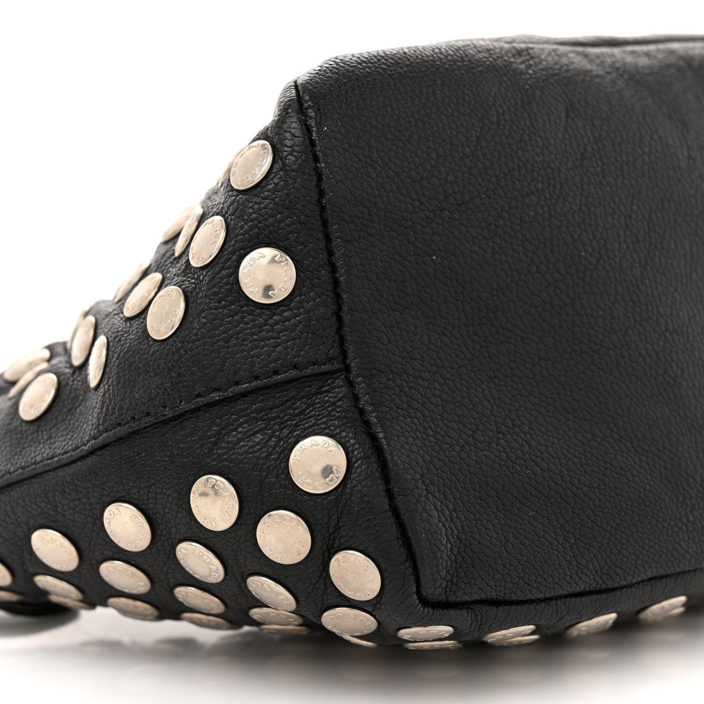 Muflone Metal Studded Necessaire Shoulder Bag Black