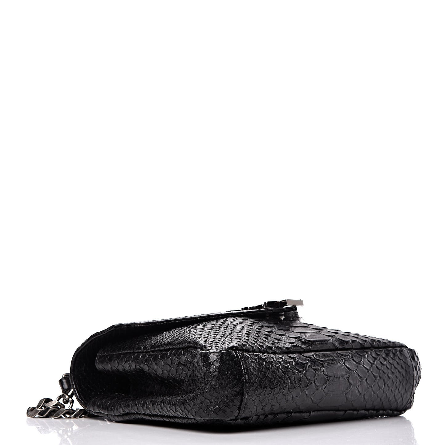 Calfskin Python Embossed Monogram Medium College Bag Black