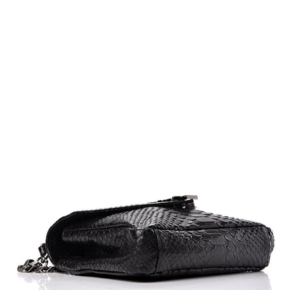 Saint Laurent Calfskin Python Embossed Monogram Medium College Bag Black 4 of 8