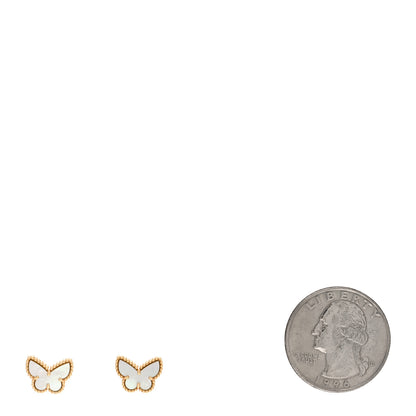Van Cleef & Arpels 18K Yellow Gold Mother of Pearl Sweet Alhambra Butterfly Earrings 2 of 5