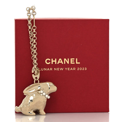 Chanel Metal Pearl CC Lunar New Year Rabbit Bag Charm Gold 4 of 4