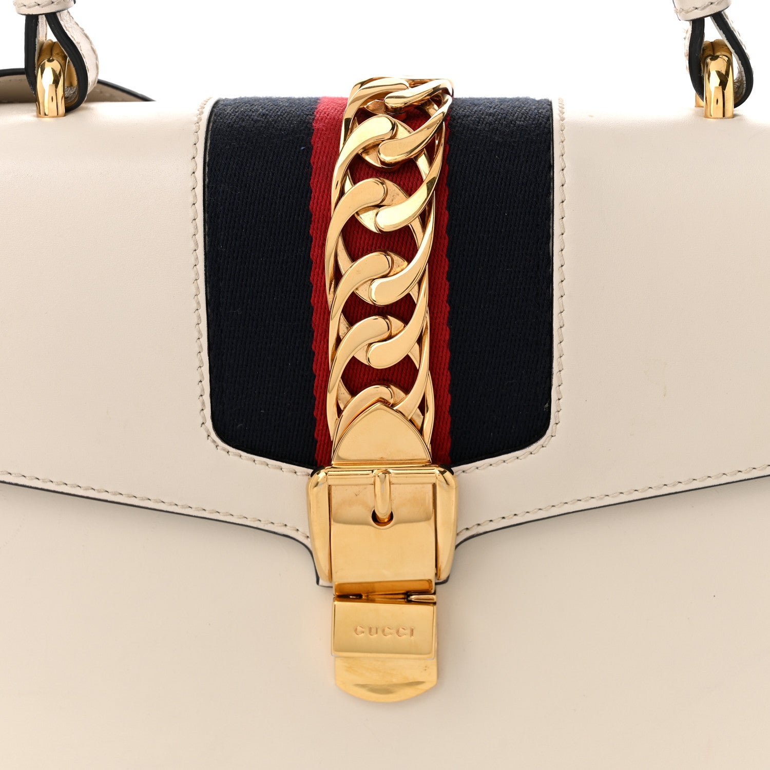 Gucci Calfskin Medium Sylvie Top Handle Bag White 8 of 11