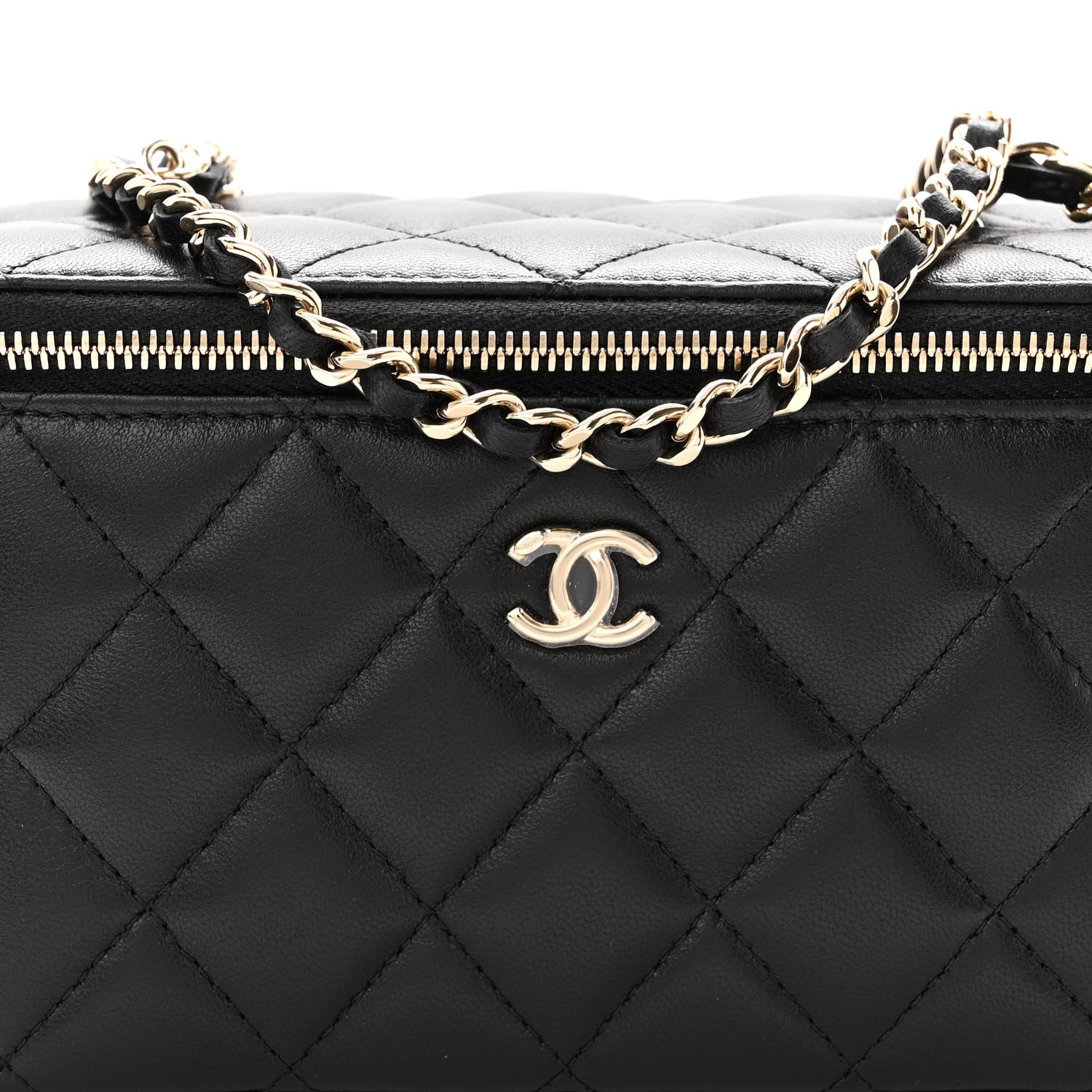 Chanel Lambskin Quilted Small Pearl Crush Vanity Case With Chain Black 9 of 12
