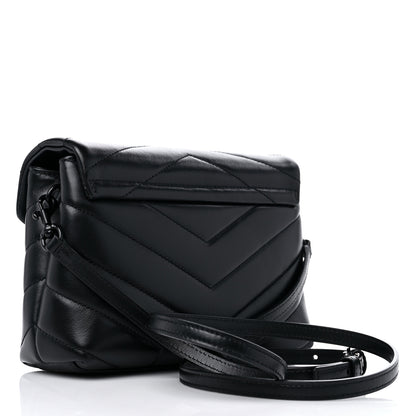 Saint Laurent Calfskin Y Quilted Monogram Monochrome Toy Loulou Crossbody Bag Black 3 of 10