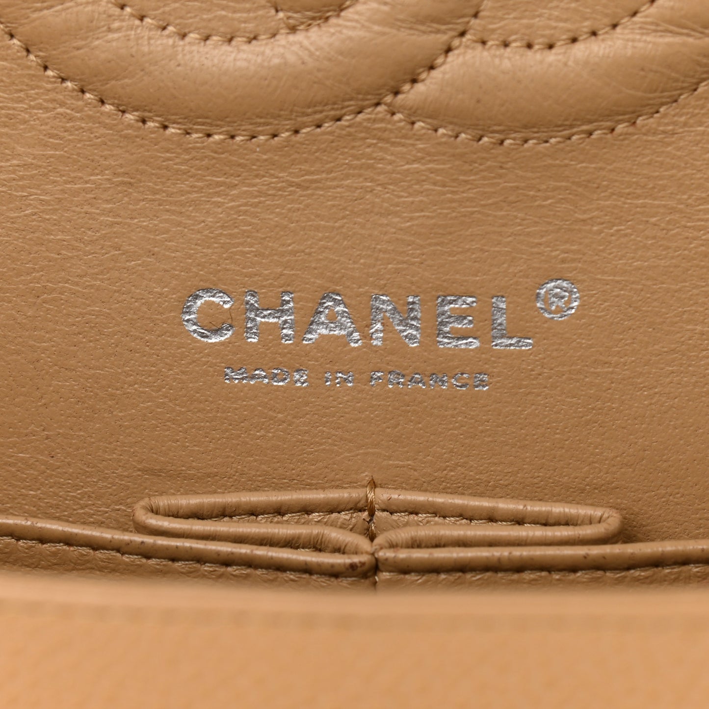 Caviar Quilted Medium Double Flap Beige