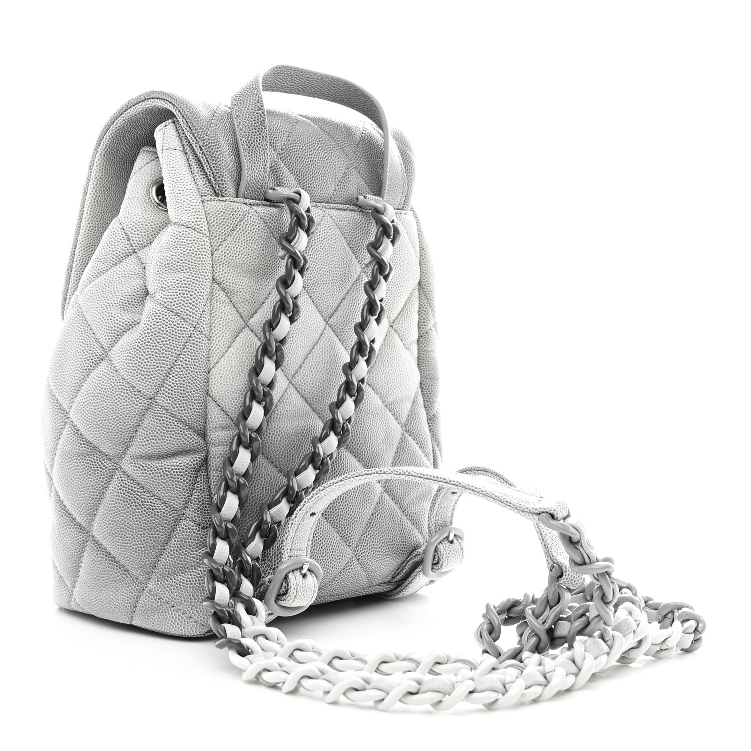 Chanel Shaded Caviar Quilted Lacquered CC My Everything Drawstring Backpack Dark Grey Light Grey 3 of 11