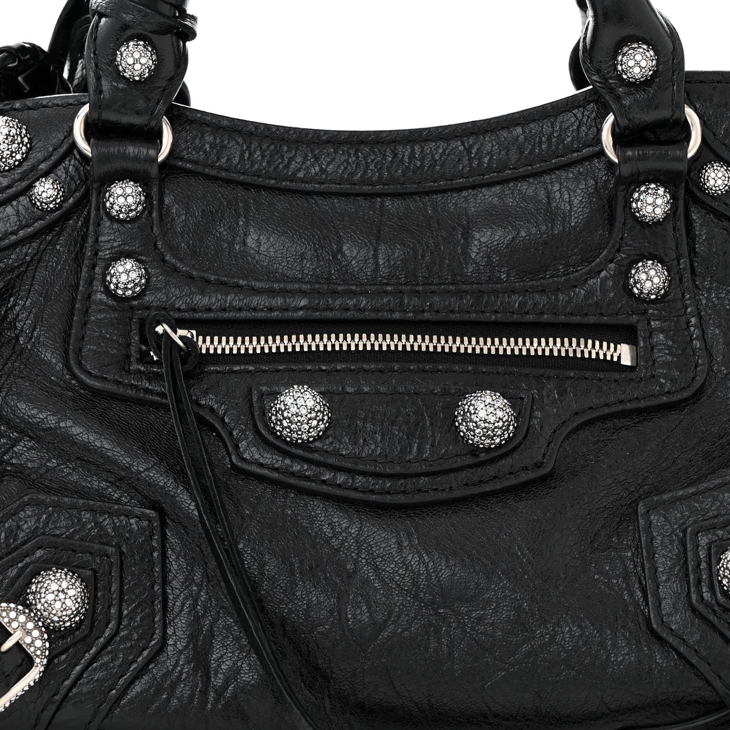 Balenciaga Agneau Arena Crystal Neo Cagole Handbag XS Black 9 of 11