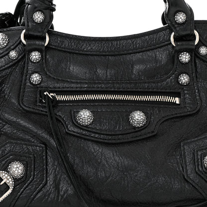 Balenciaga Agneau Arena Crystal Neo Cagole Handbag XS Black 9 of 11