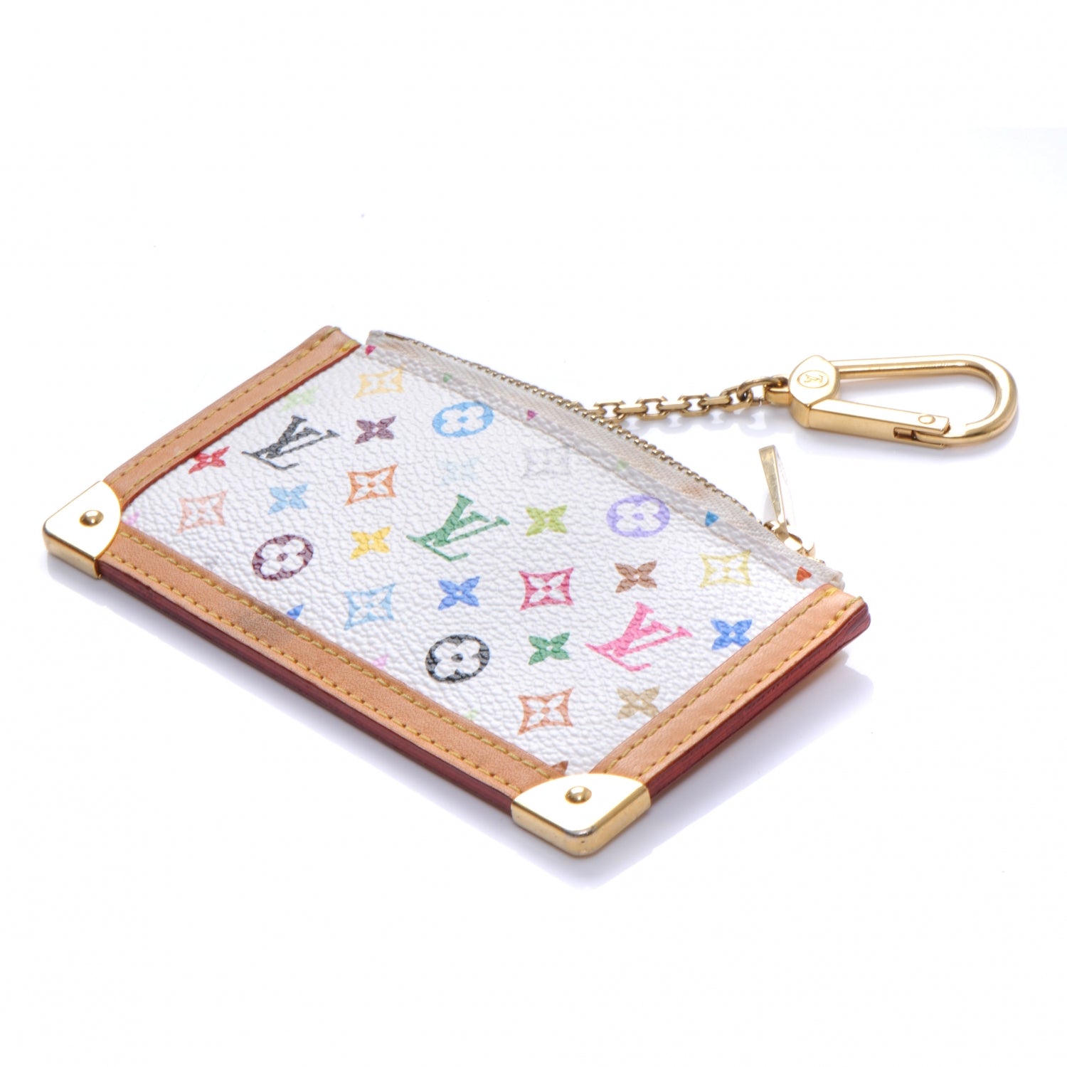 Louis Vuitton Monogram Multicolor Key Pouch White 4 of 5