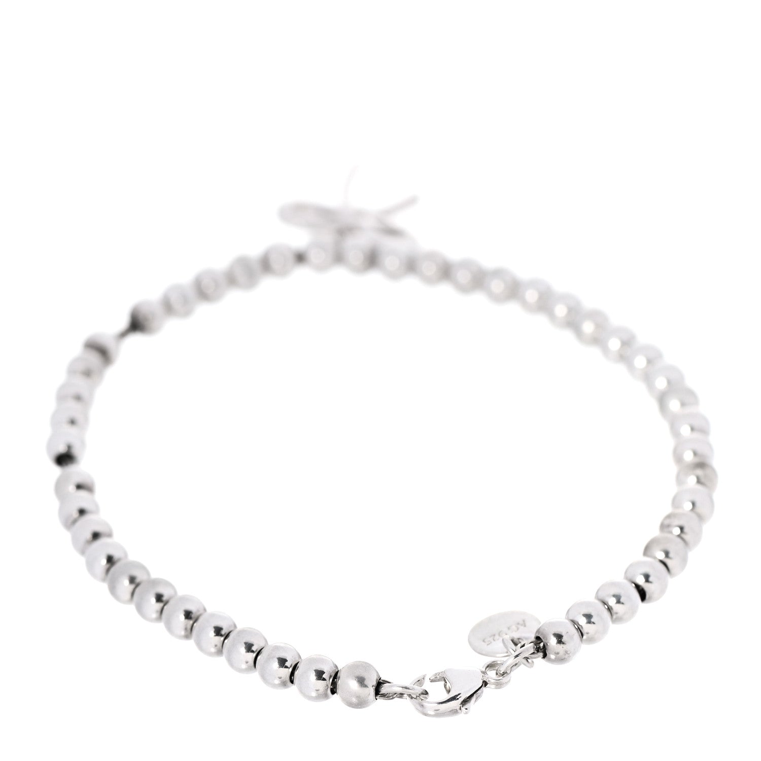 Tiffany Sterling Silver 4mm Bow Bead Bracelet 3 of 5