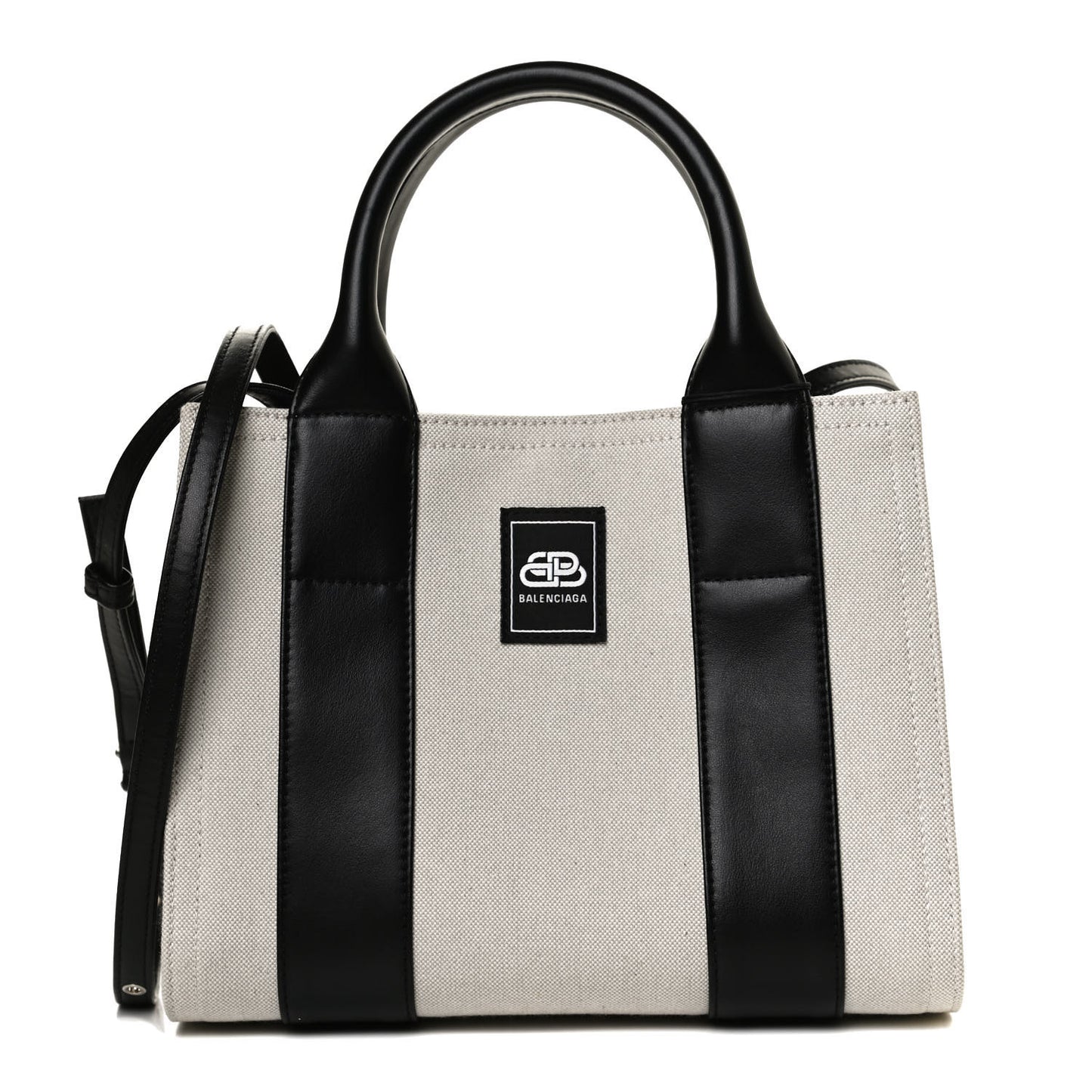 Cotton Canvas Calfskin Trade East West Tote XS Black