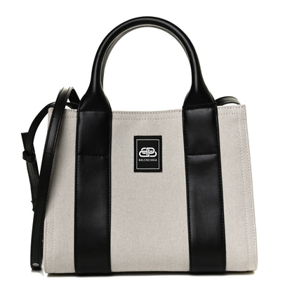 Balenciaga Cotton Canvas Calfskin Trade East West Tote XS Black 1 of 10
