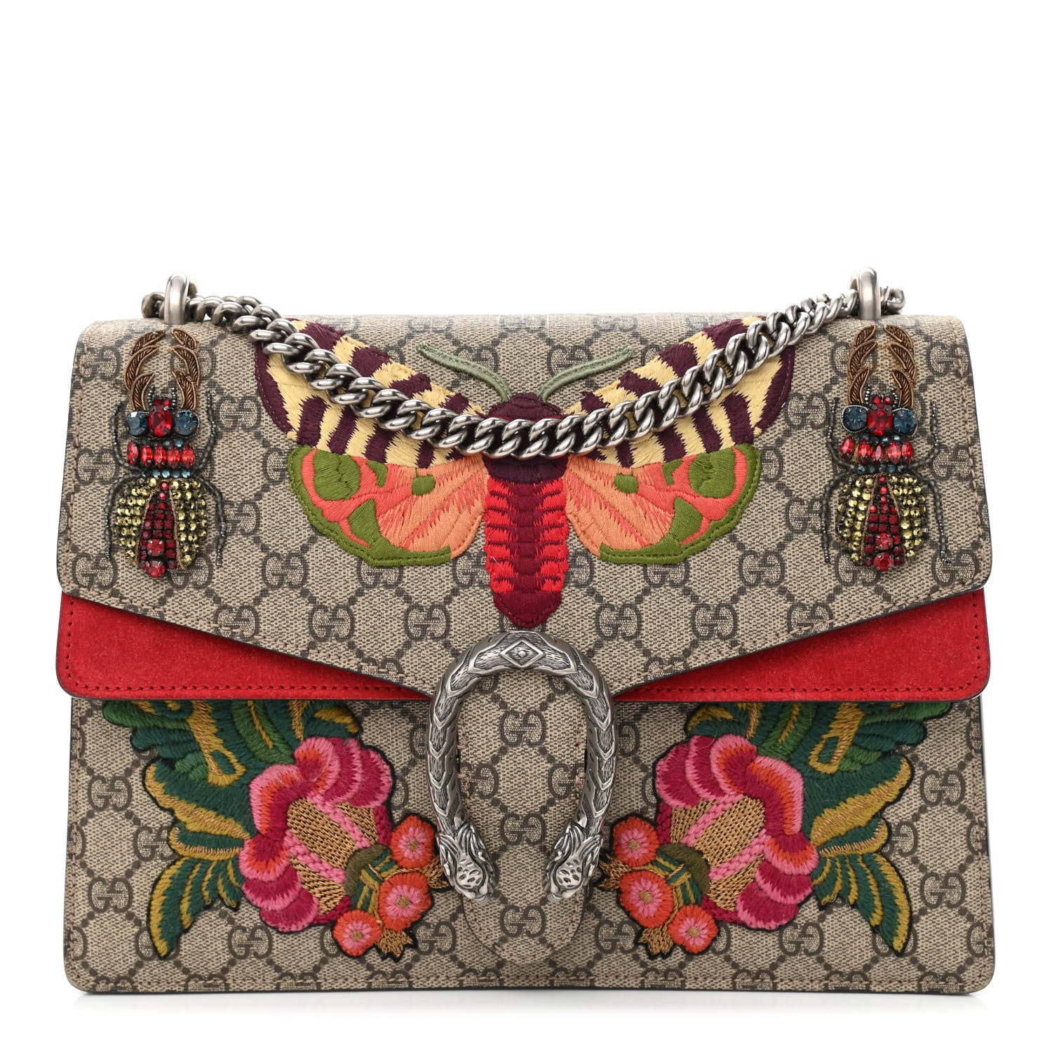 Gucci GG Supreme Monogram Embroidered Medium Dionysus Shoulder Bag Beige Hibiscus 1 of 13