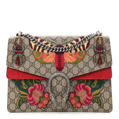 Gucci GG Supreme Monogram Embroidered Medium Dionysus Shoulder Bag Beige Hibiscus 1 of 13