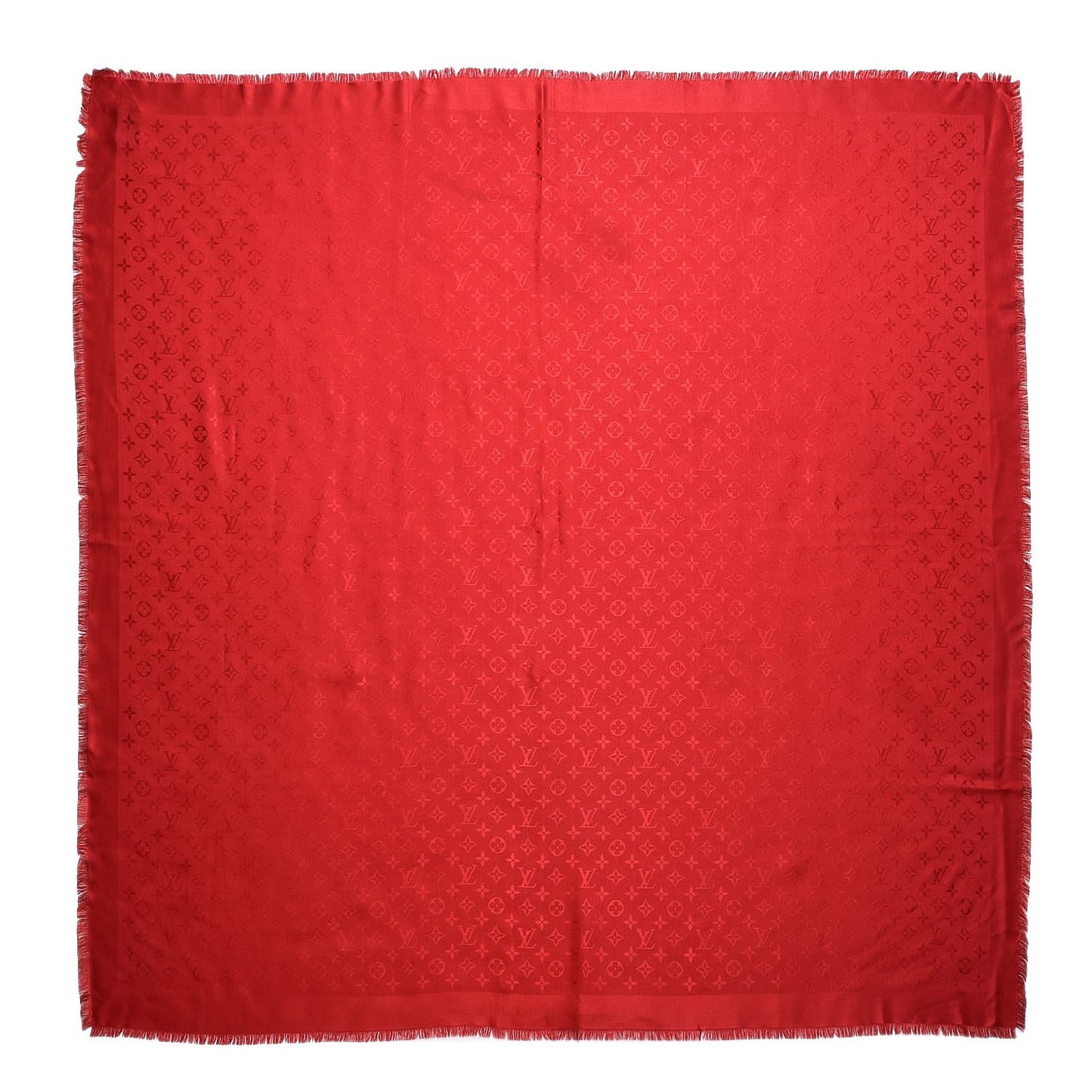 Silk Wool Monogram Shawl Red