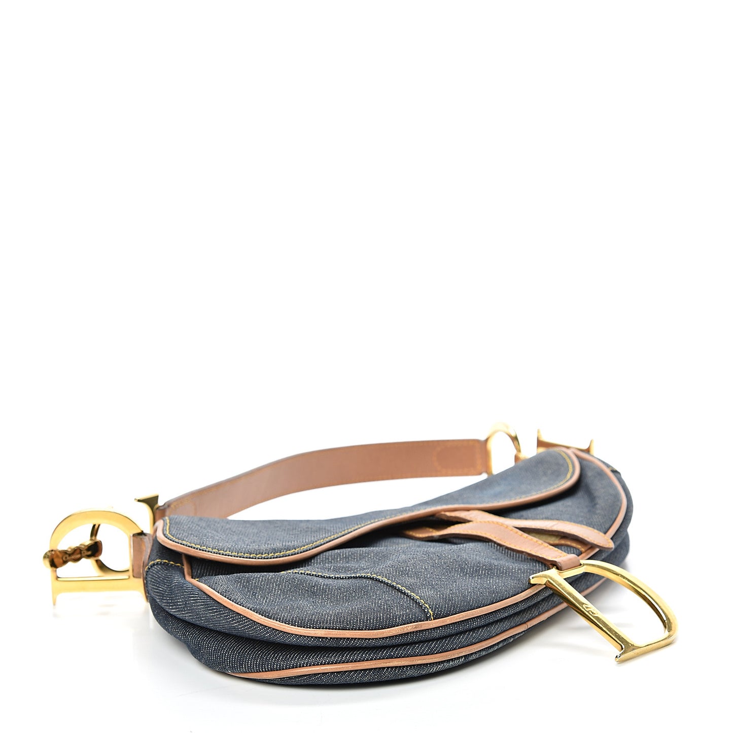 Denim Calfskin Saddle Bag Blue