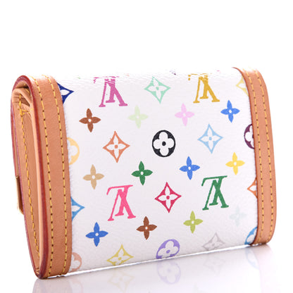Louis Vuitton Monogram Multicolor Porte-Monnaie Plat Coin Purse White 3 of 6
